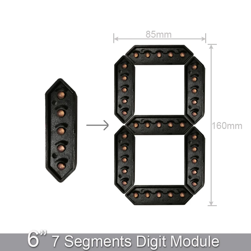 6 Inch LED Module Monochrome Outdoor High Brightness oil Price Digital 7 Segment Display For Gasoline Natural Gas Digital Sign