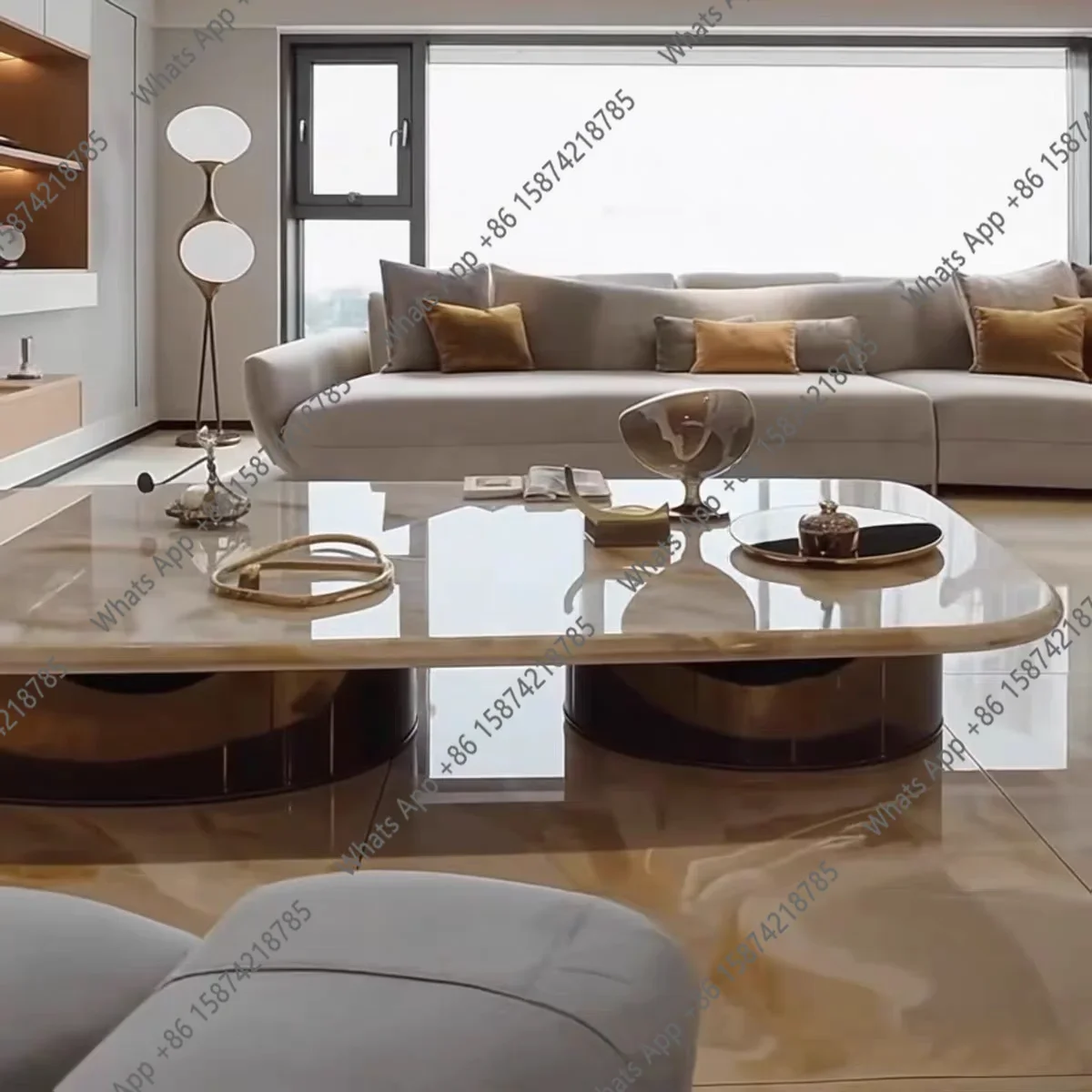

C Italian Light Luxury Rock Slab Coffee Table Living Room Home Modern Minimalist Designer Creative Round Coffee Table