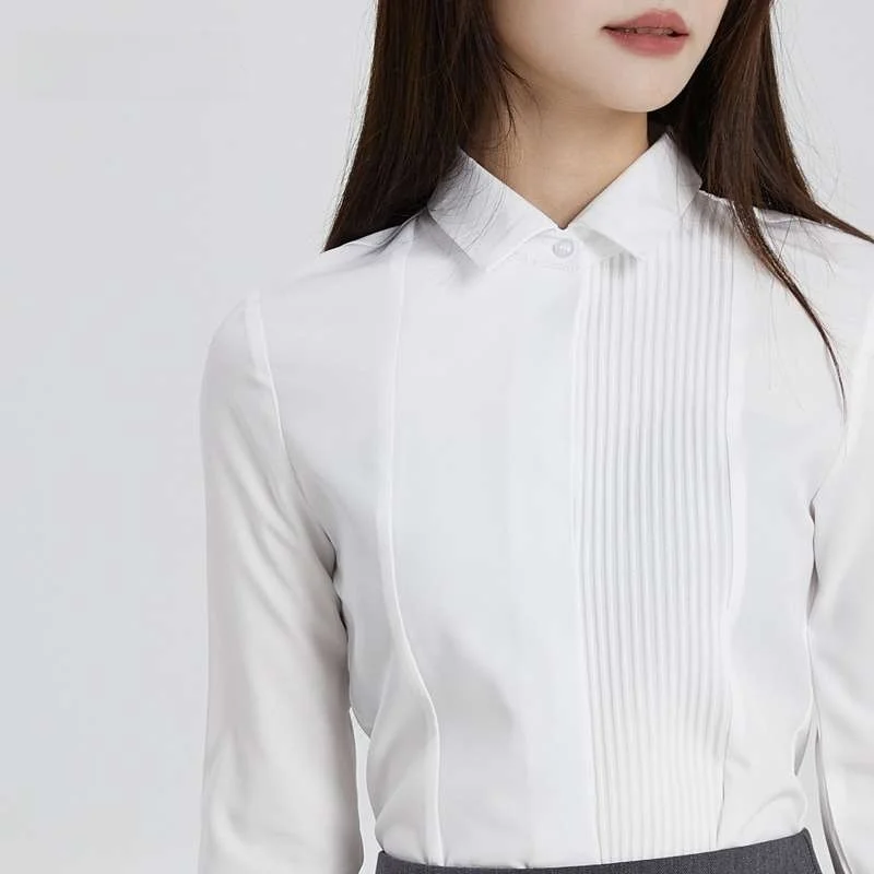 

C Menama Profional Women's Long Sve Stretch irt Cleanfit Sle Polyester Fiber Thin Model Square Collar Color