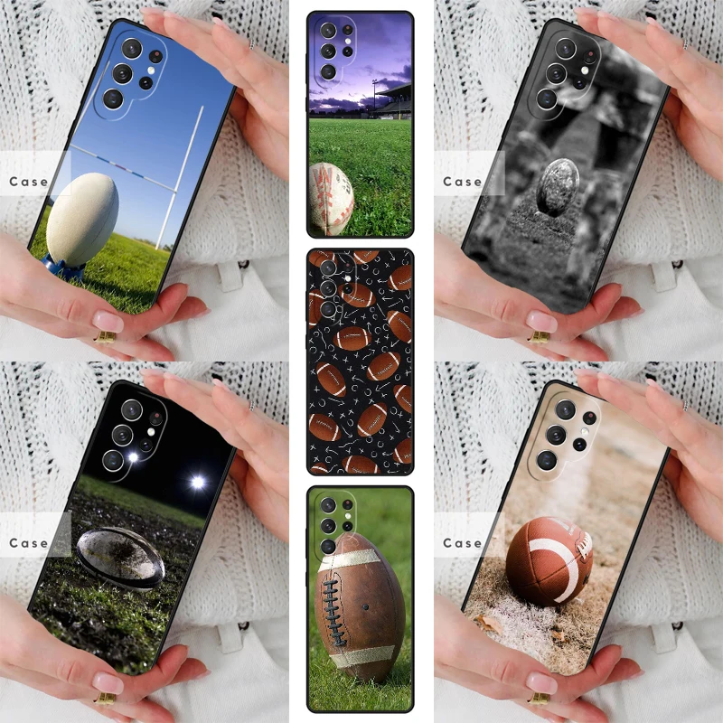 Rugby Ball TPU Phone Case for Samsung Galaxy S26 S25 S24 S23 S22 S21 S20 Note10 Plus FE Ultra Cover