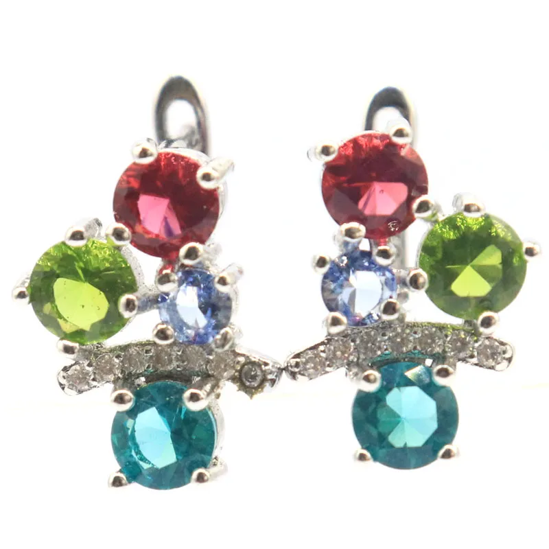 

Buy 5 Get 1 Free 16x12mm Pretty 3g Red Blood Ruby Multi Color Green Peridot Aquamarine Red Blood Ruby CZ Wedding Silver Earrings