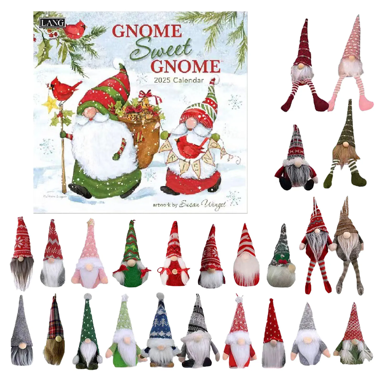 Christmas Gnome Advent Calendar 2024 24 Pieces Gnome Christmas Countdown Calendar 24 Days Christmas Countdown for Kids Girls