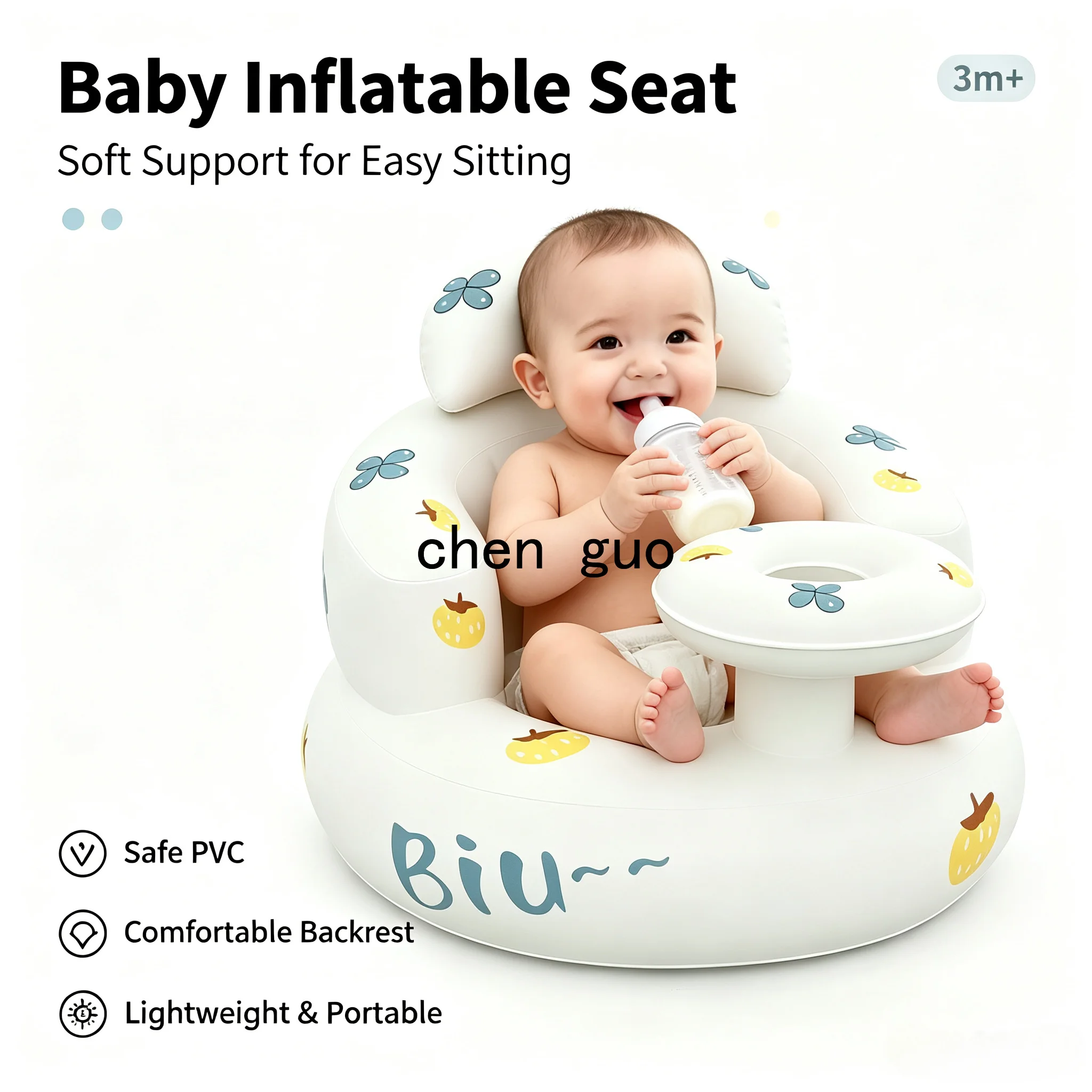 Korean version of Ins style baby learning sitting chair baby inflatable sofa BB dining table chair bath stool folding with baby
