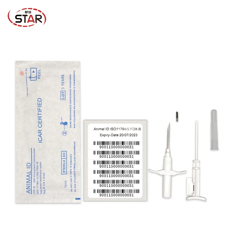 بنادق الحقن مع شريحة زجاجية RFID 2.12*12 مللي متر مجموعة منتجات معرف الحيوان x10