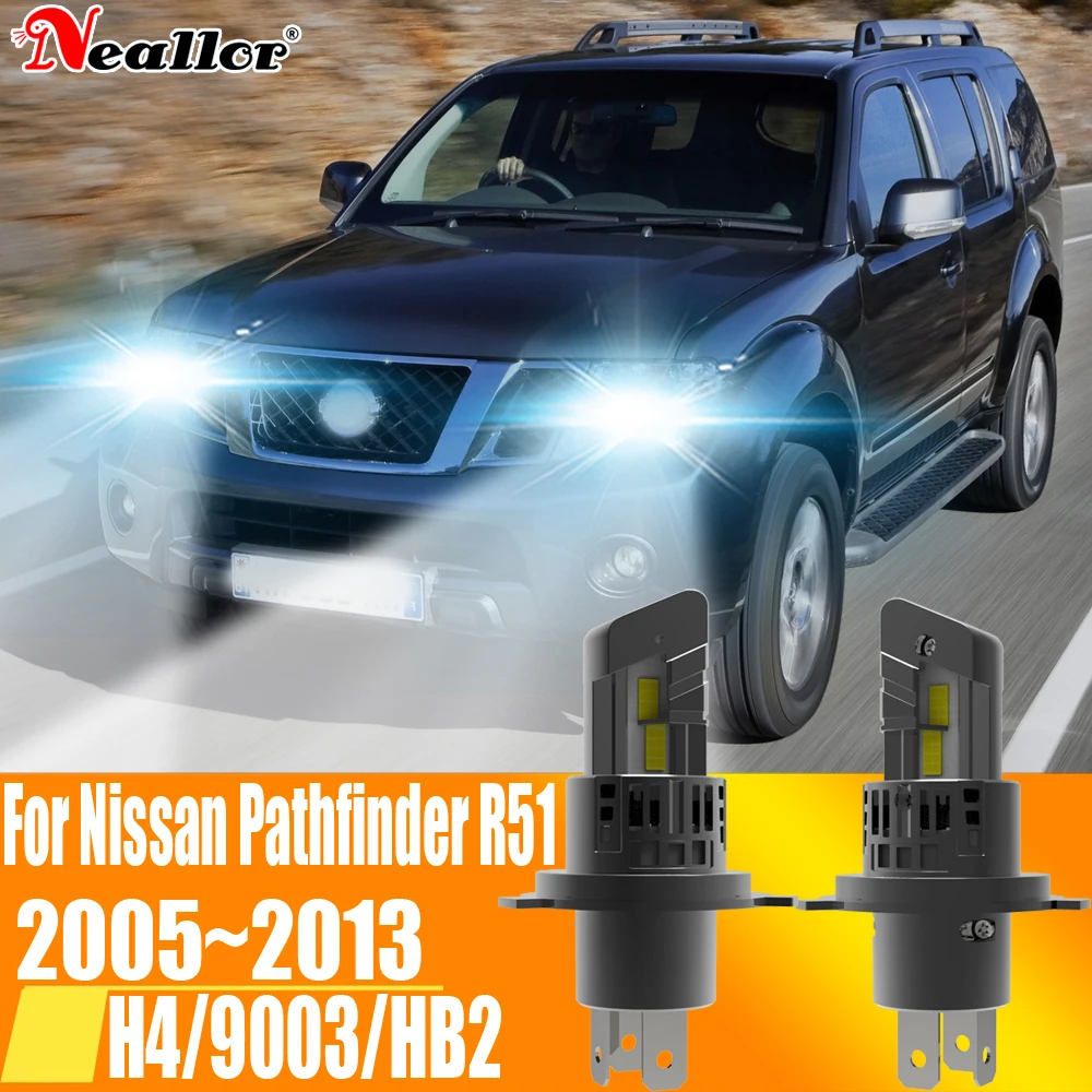 2pcs H4 HB2 9003 Led Headlight Canbus Car Bulb High Power White Fog Light Diode Lamp 12v 55w For Nissan Pathfinder R51 2005~2013