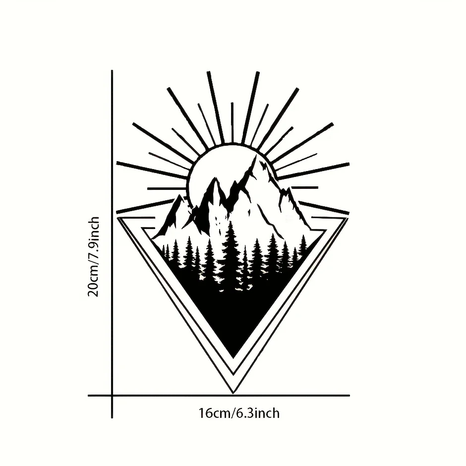 1Pc Geometric Mountain Nature Vinyl Sticker, Glossy Self‑Adhesive Decal For Vehicle Glass Metal Ceramic Decor, Holiday Gift