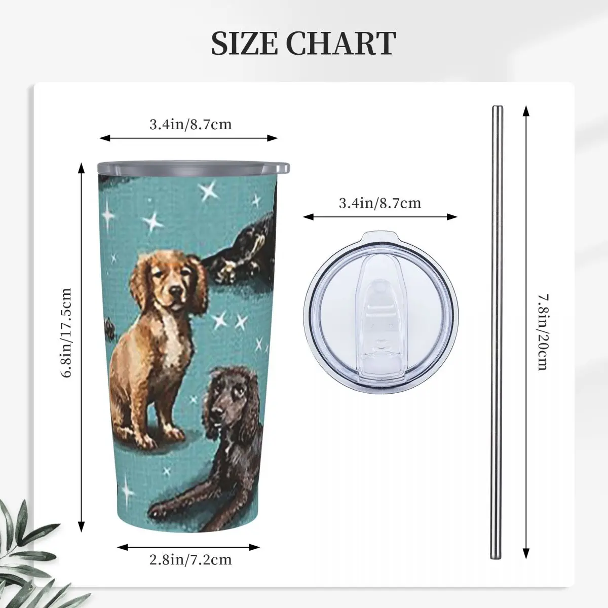 The Cocker Spaniel Stainless Steel Tumbler Vacuum Insulated Mug Thermal Cold Bottle Straws With Lid 20oz