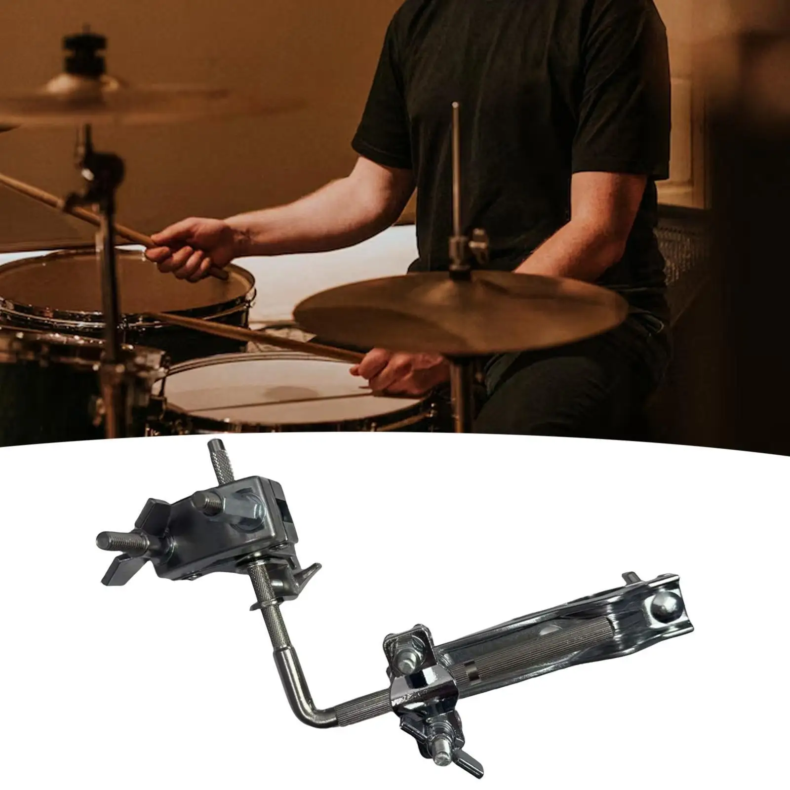 

Cymbal Stand Clamp Metal Extension Clip Bass Drum Cowbell Holder Drum Set Clamp for Replacement Percussion Instrument Drum Parts
