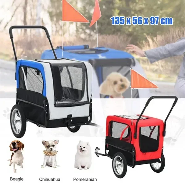 Low MOQ 2-in-1 Pet Dog Bicycle Trailer,Pet Jogging Stroller,Bicycle Pet Trailer For Small And Large Dogs With Universal Wheels