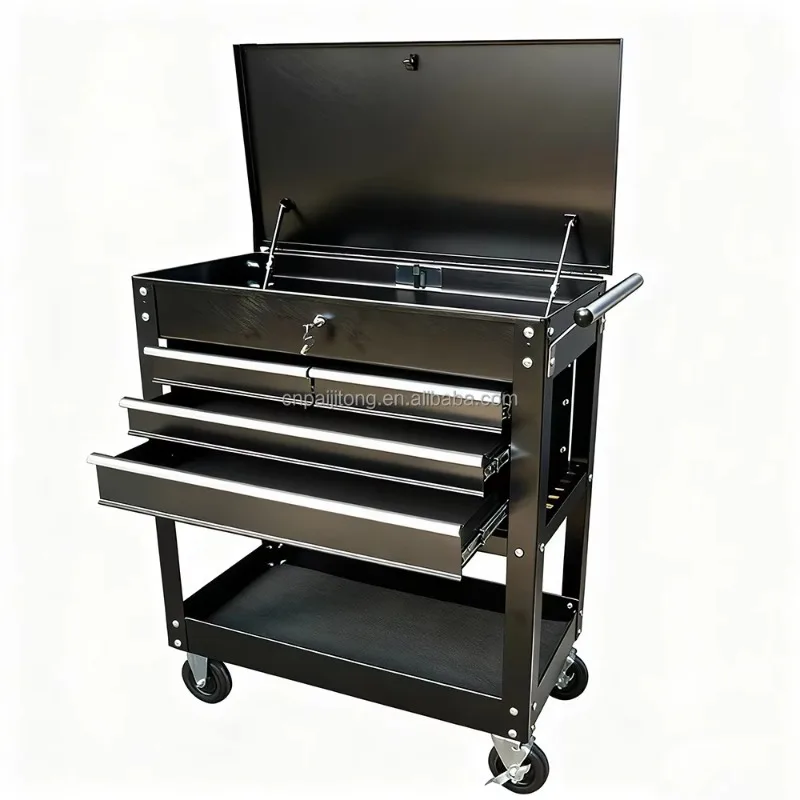 2026 Multi-functional  Cart Heavy Duty  Trolley Movable  Box 3-tiers  Cart  Chest For Work Shop