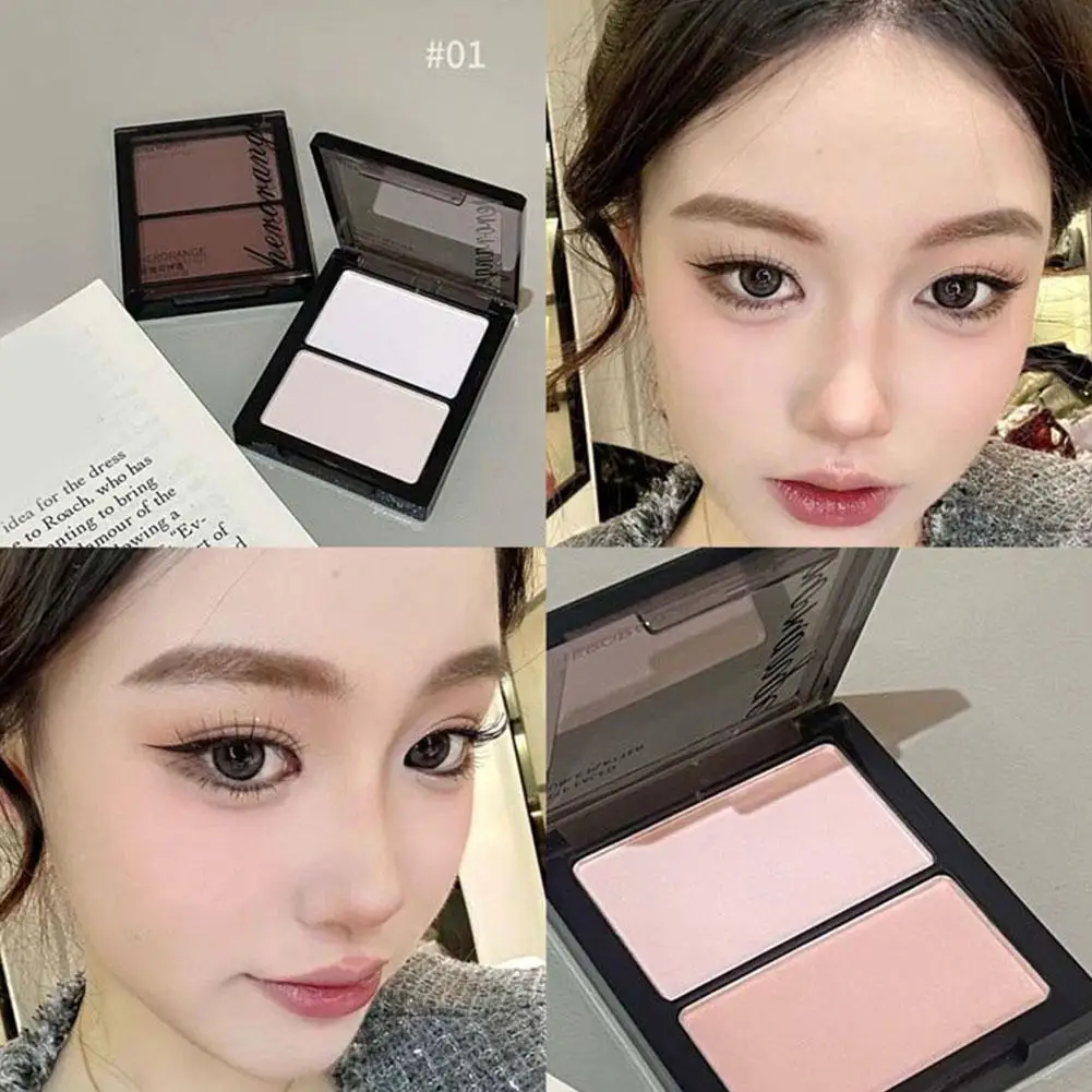 Two-color Matte Highlight Blush Peng Peng Expansion Color + Low Saturation Shrinking Color Improve Facial Flatness Setting Power