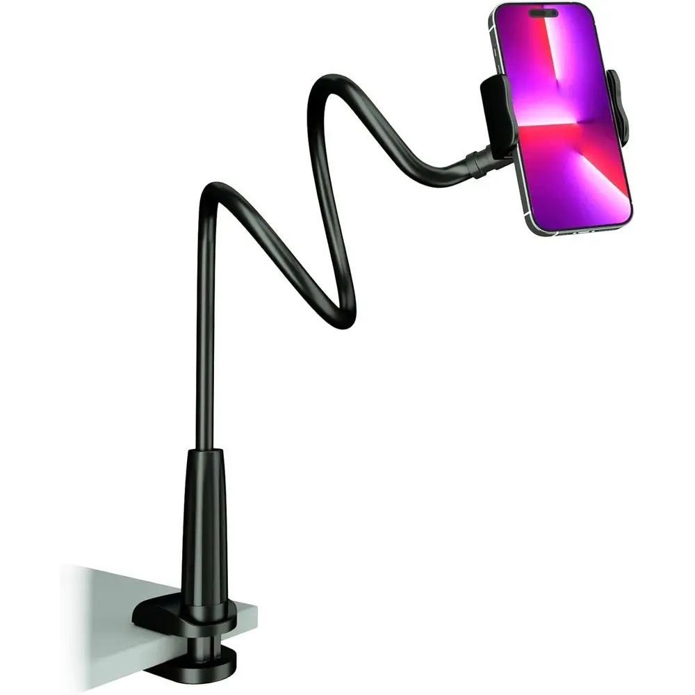 

Universal Adjustable Cell Phone Stand with Long Arm, Compatible with 3.5-7 Devices, Black