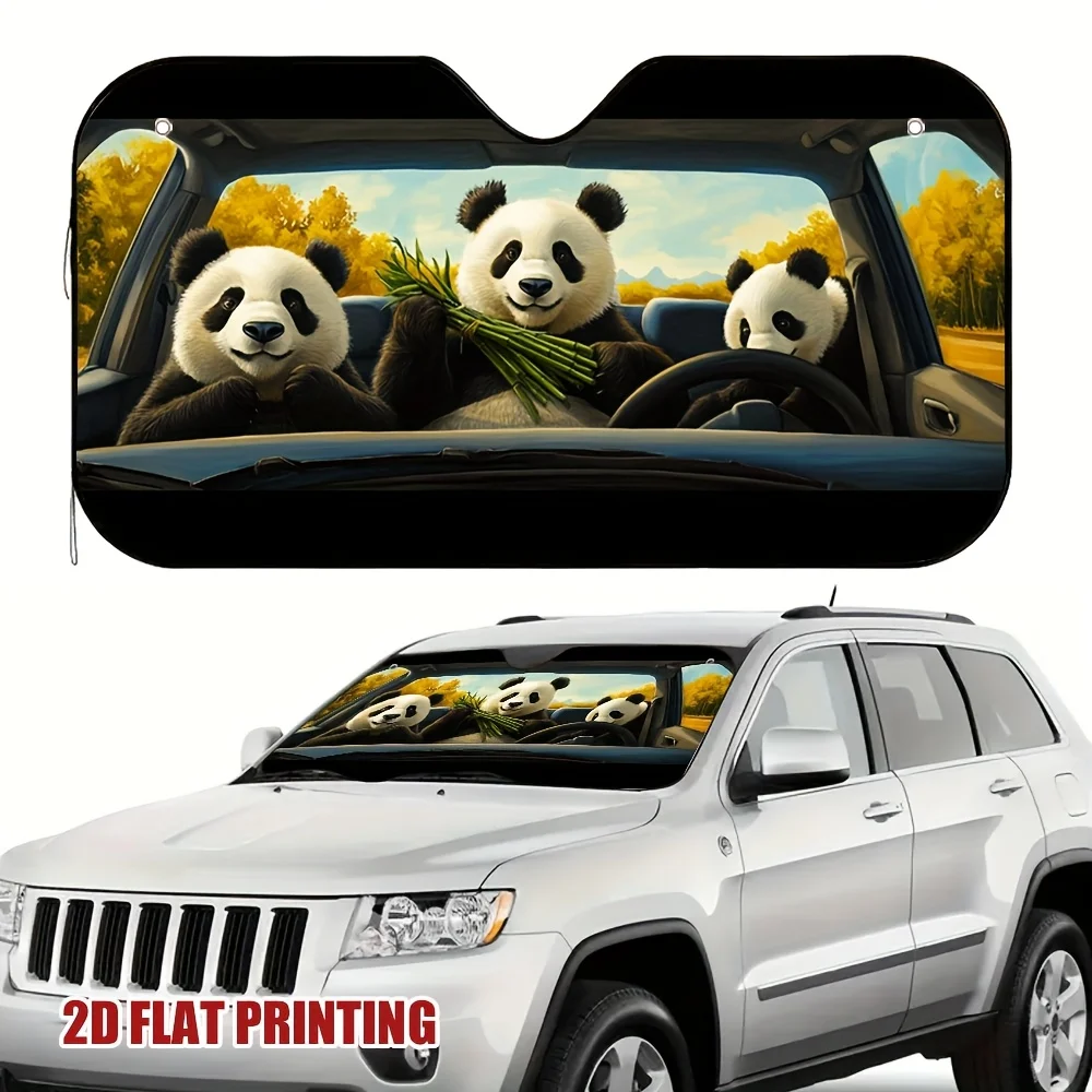 Cute Panda Sun Shade 1pc Cute Panda Sun Shade | Universal Car Protector, Durable Windshield Cover with Adorable Design