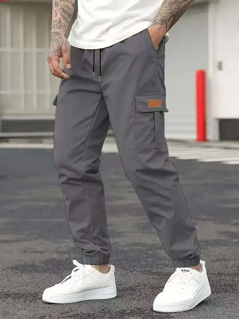 Mens Casual Jogger Pants Relaxed Fit Cargo Pants Drawstring Sweatpants Hiking Outdoor Twill Sport Pants