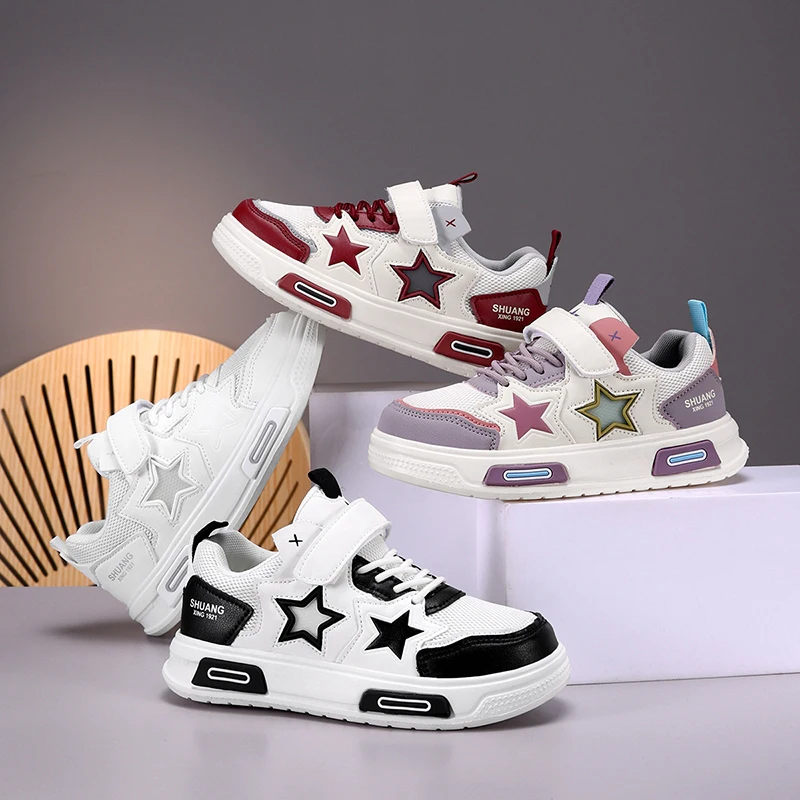 

Детские кроссовки, детская повседневная обувь со звездным узором, модная спортивная обувь для мальчиков и девочек, удобная прогулочная обувь, кроссовки с дышащей сеткой