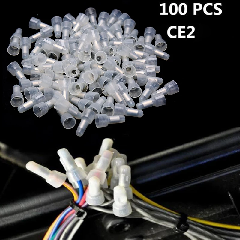 100Pcs Durable CE2X Wire Connectors Crimp Terminals Cap for Electrical Useful