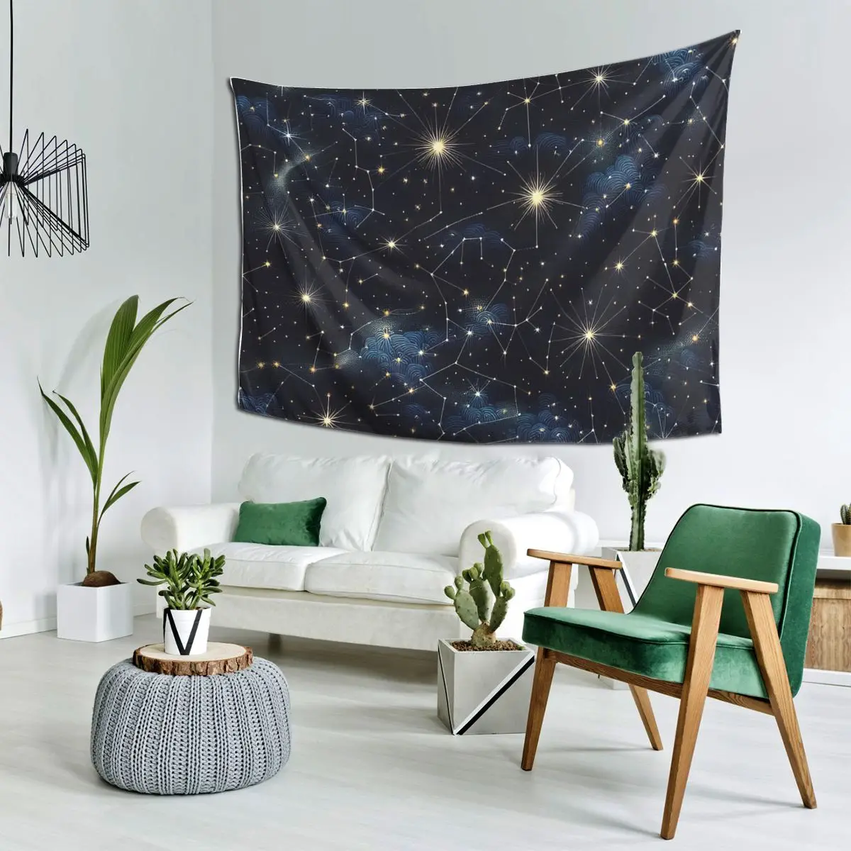 Night Sky Golden Celestial Stars Zodiac Constellations Tapestry Art Aesthetic Tapestries for Living Room Wall Cloth Wall Hanging