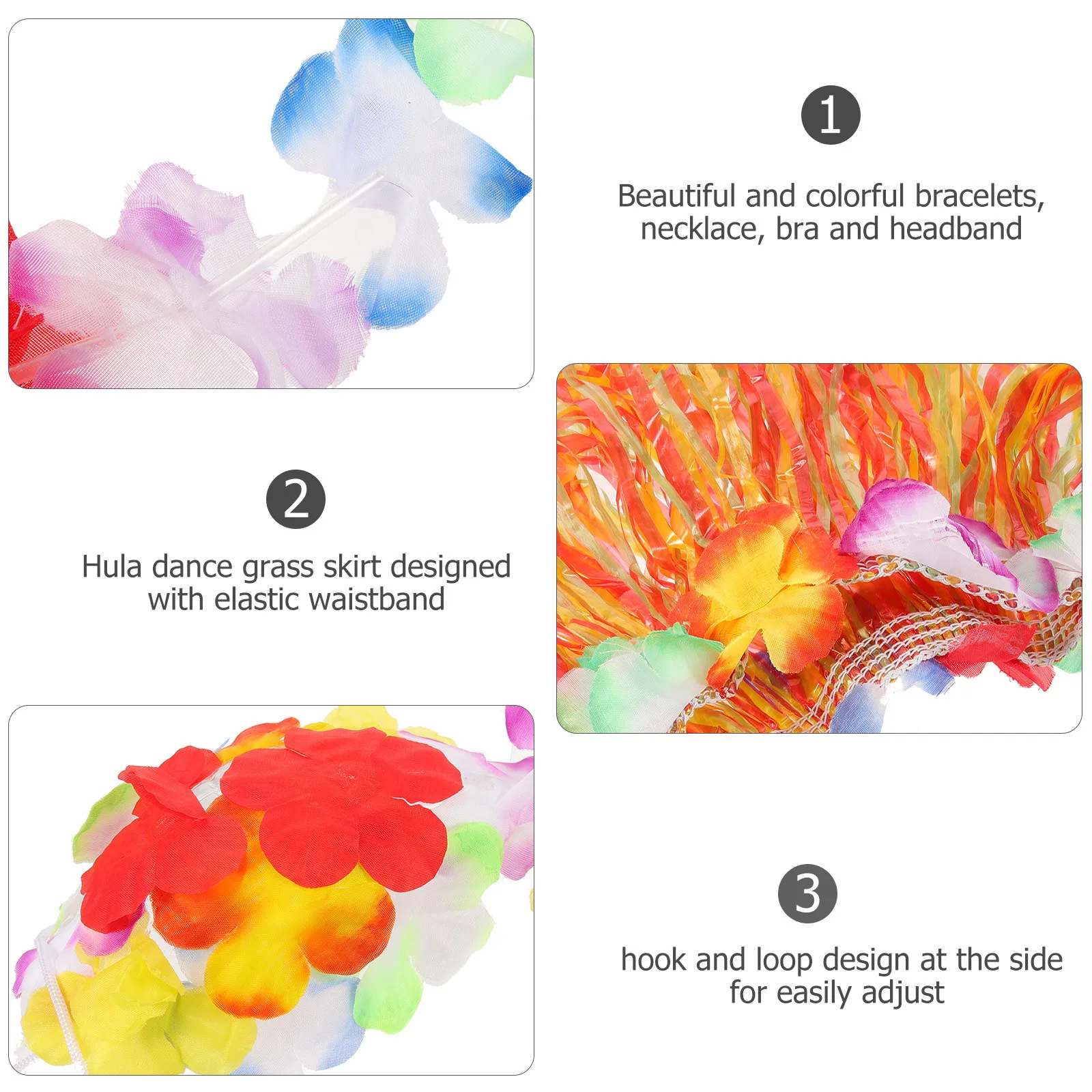 Conjunto de saia de grama havaiana tropical hula, 6 peças, sutiã floral infantil, colar, pulseiras para festa, dança luau, saia de grama havaiana