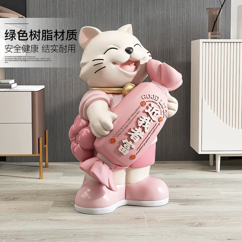 Zhaocai Cat Large Living Room Floor Decoration Home Decoration Porch Sculpture New Store Opened Housewarming Gift