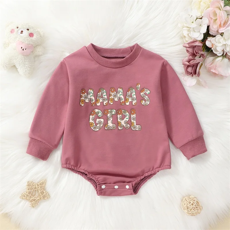 Citgeett Autumn Infant Baby Girls Sweatshirts Bodysuit Letter Print Long Sleeve Jumpsuit Fall Casual Clothes