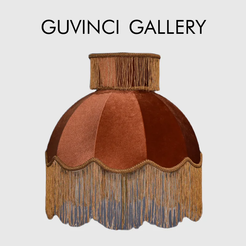 

GUVINCI Victorian Inspired Peach Velvet Lampshade Handmade Luxury Vintage Lamp Shade With Tassels For Floor Light Table Lamp