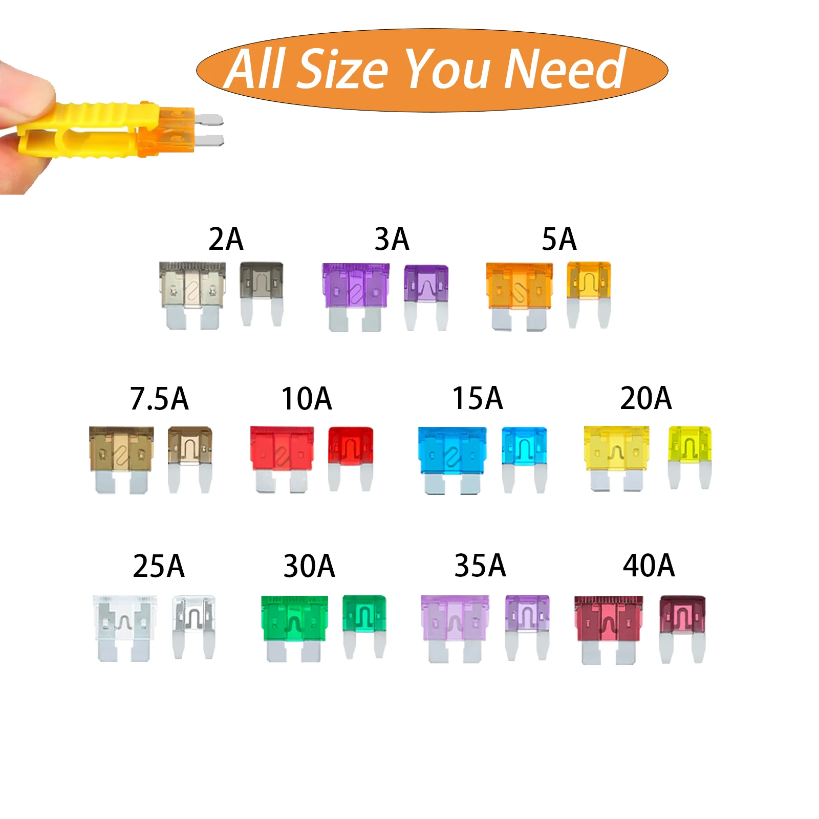 

1010pcs Car Fuses Assortment Kit Blade-Type 2A-40A Automotive ATO ATC Fuse Box Block Holder for Van Yacht Pickup Truck RV SUV