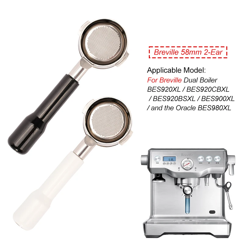 58mm Bottomless Portafilter For Breville 9 Series BES920/980/990 Stainless Steel 2 Cup Basket Naked Coffee Handle Barista Tools