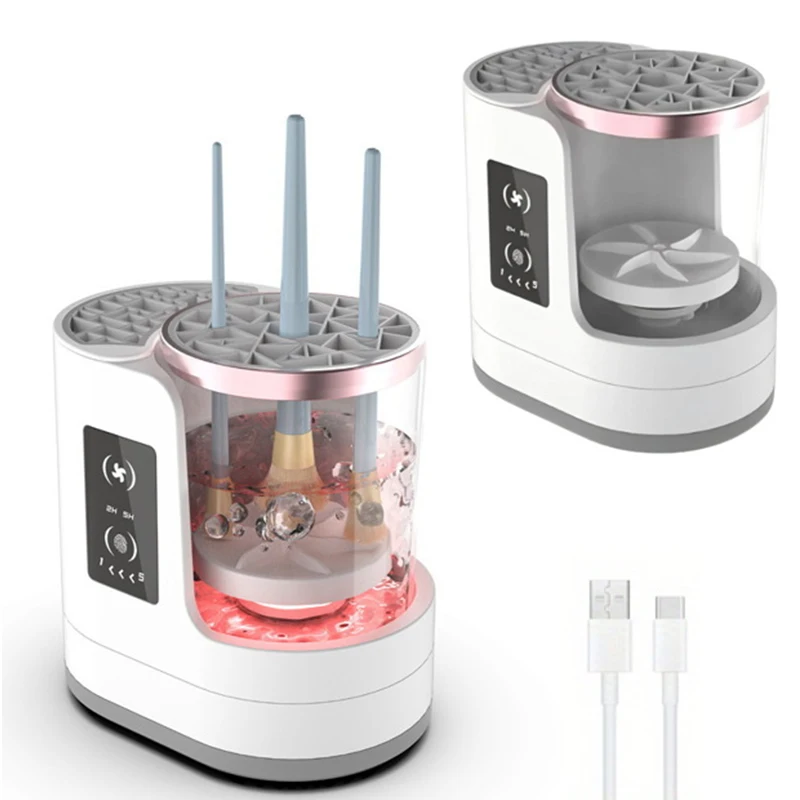 3-IN-1 elektrische make-upborstelreiniger Machine met make-upborstel Droger-houder-draagbare automatische USB-reiniger voor cosmetische borstels