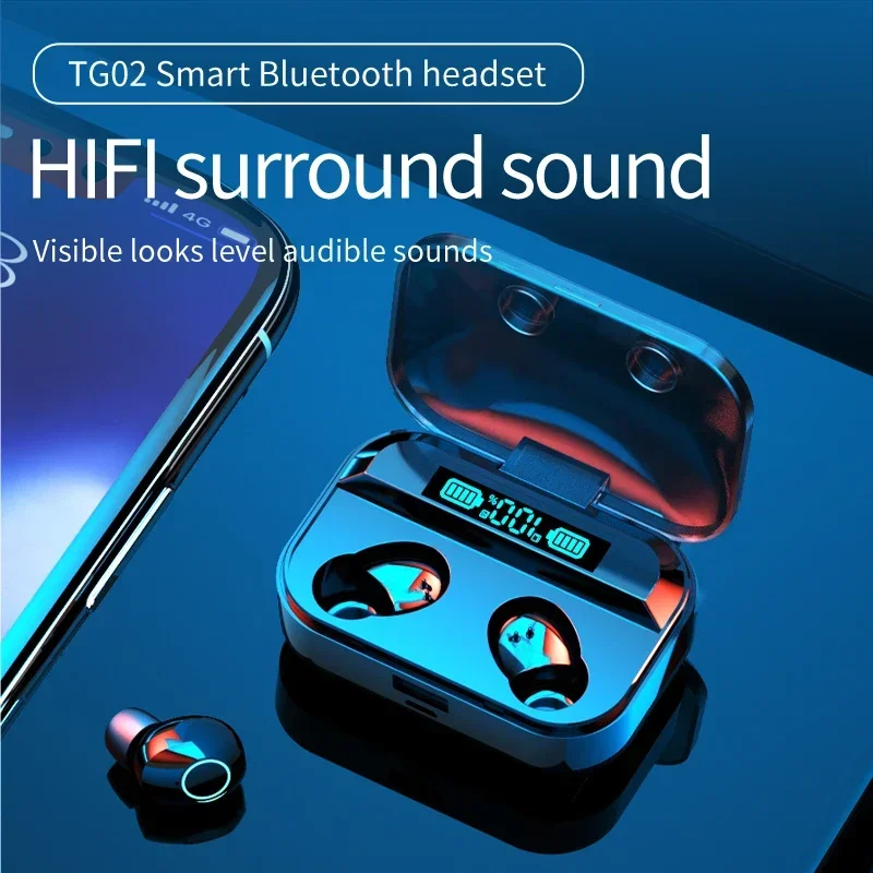 TG02 Smart Headphones Bluetooth Earphones Wireless Headset Mini Earbuds Microphones V5.3 TWS Suit Bluetooth Watch Phone PK M25