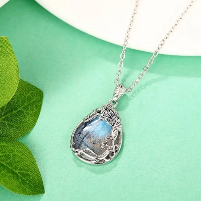 CAOSHI Vintage Style Beautiful Pear Shaped Pendant Necklace for Women Trendy Versatile Daily Party Jewelry Lady Neck Accessories