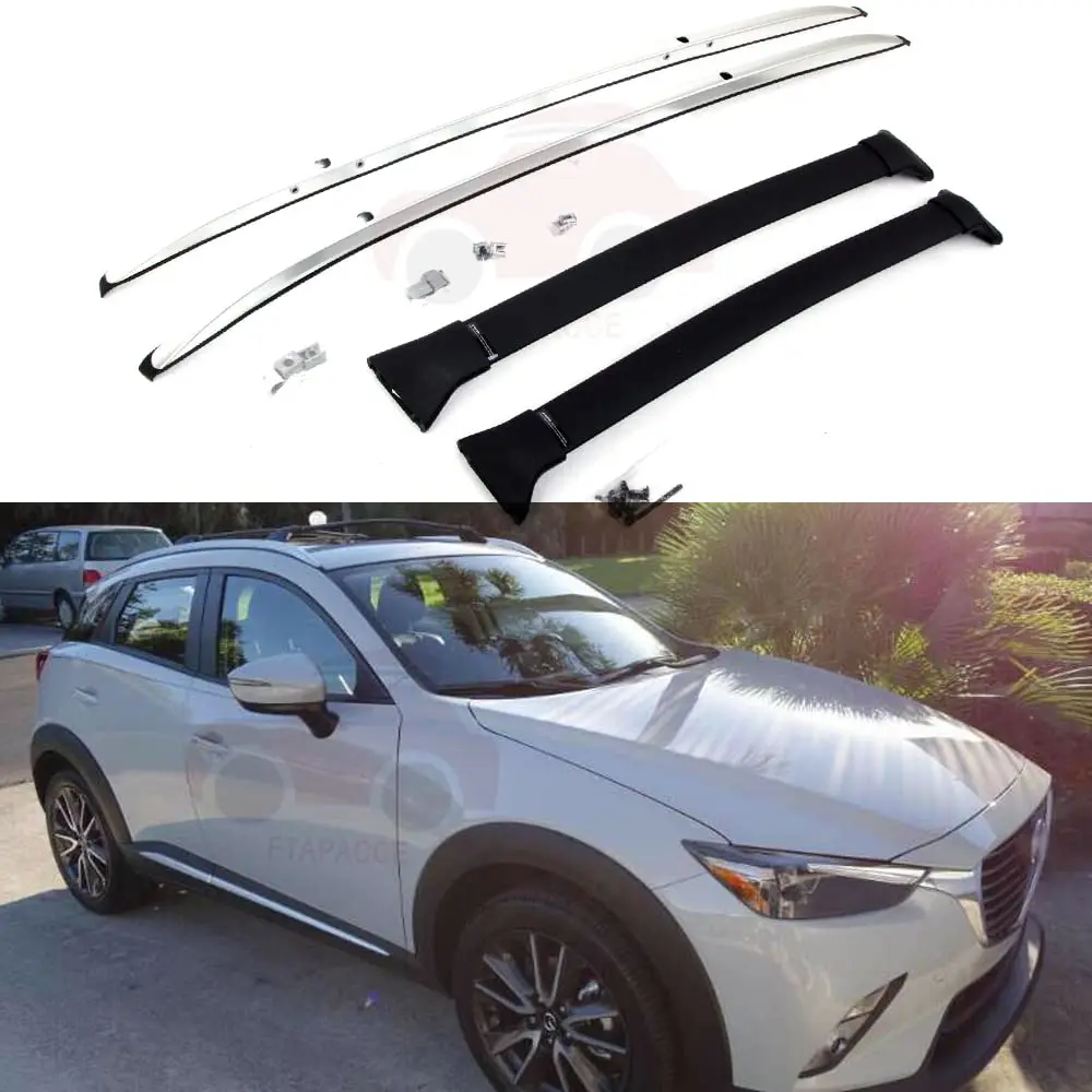 

FTAPACCE 4PCS Roof Rail Racks Cross Bars Kit Fits for Mazda CX-3 CX3 2016-2022 Cargo Crossbars Luggage Carrier (Silver)