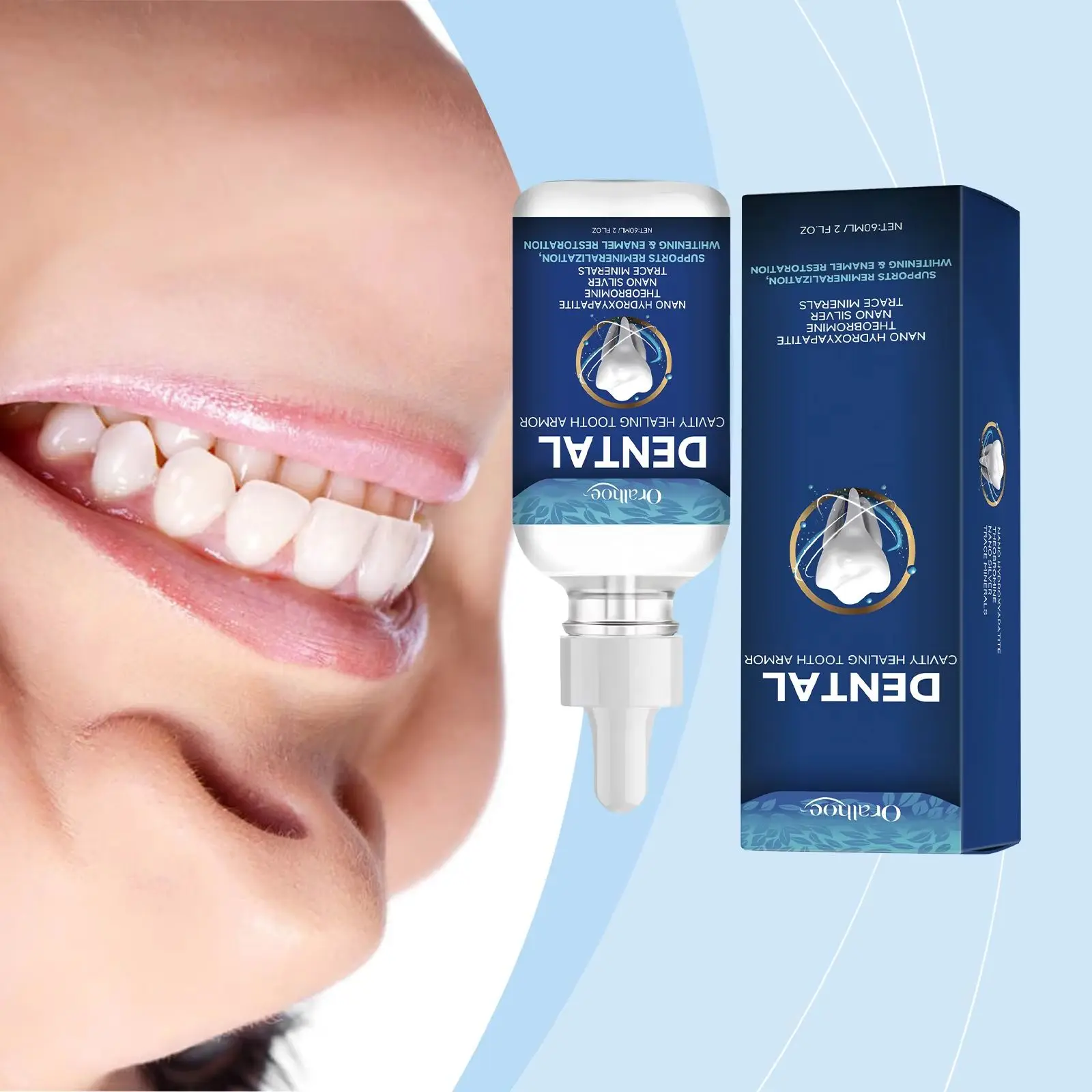 Dental Care Serum Whitening Cavity Healing Enamel Restoration Remineralization Removes Plaque Protects Enamel Cleans Repairs New