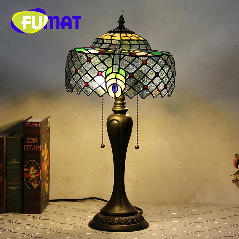 FUMAT Tiffany 12 inch task lamp creative geometry type hand Mosaic style decoration living room study bedroom desk lamp