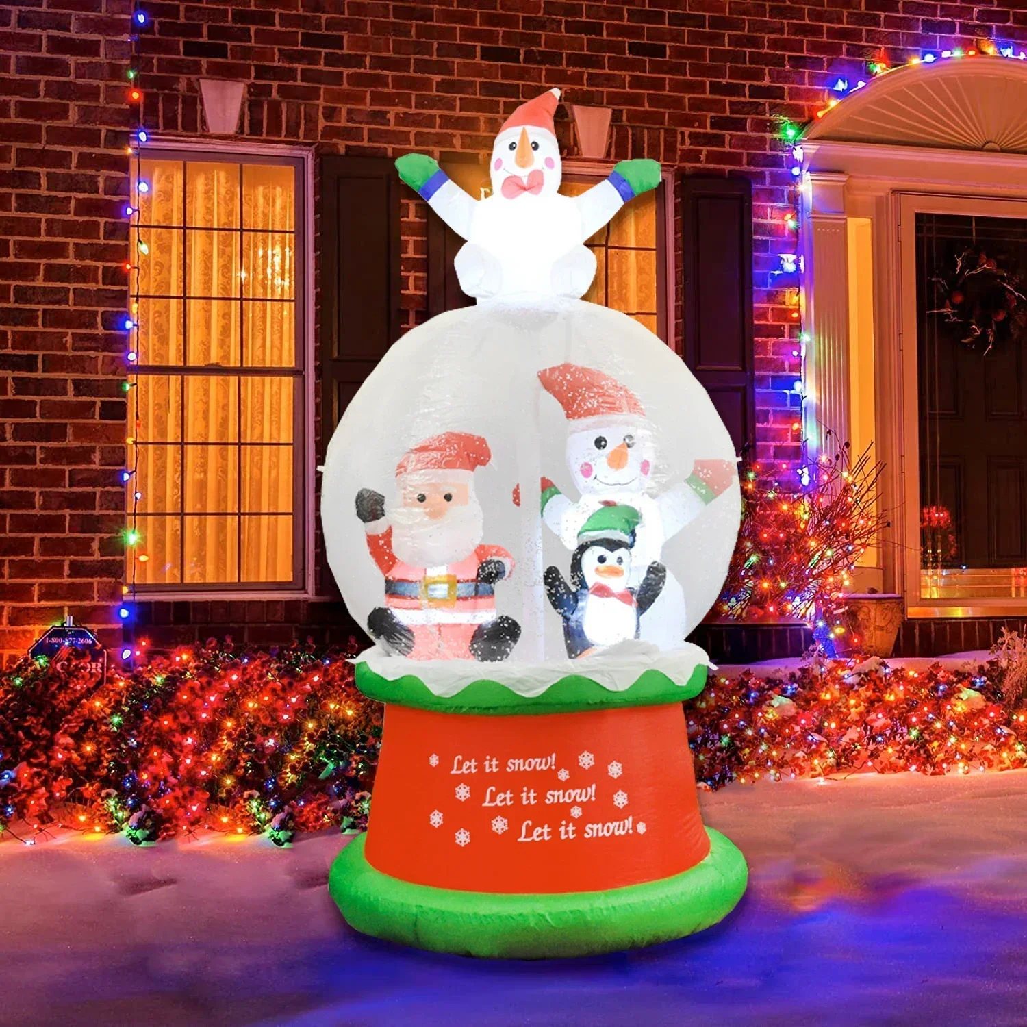 Bola de neve inflável decoração de natal para casa jardim santa globo de neve led luz brinquedos infláveis festa de ano novo decoração ao ar livre