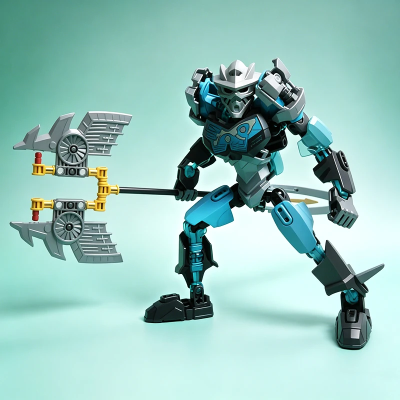 NEW Golden Mask Bionicle Building Block Anime Action Figures Soldier Robot Brick 2in1 Gali Lewa Tahu Protector Toys For Boy Gift view 2