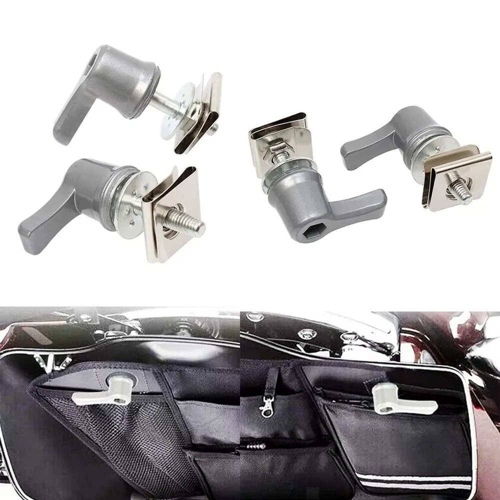4Pcs Silver Universal Saddlebag Lever Lock Bolts Nuts Kit Fit For Harley CVO Touring Dyna Road Glide Breakout Deluxe