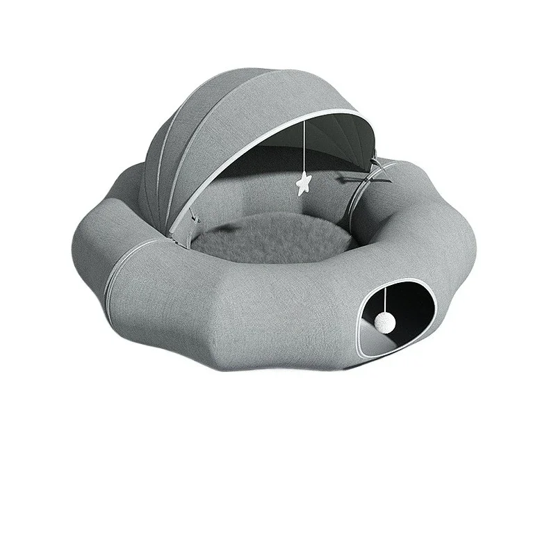 

Enclosed tunnel, warm in winter, multi-cat burrow cat nest, big donut cat escape house