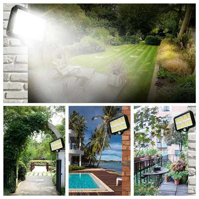 

FULL-4Pc 2000 Lumen 160 Leds Solar Wall Lights IP65 Waterproof Wired Motion Sensor Security Flood Light 360 Degree Adjustable