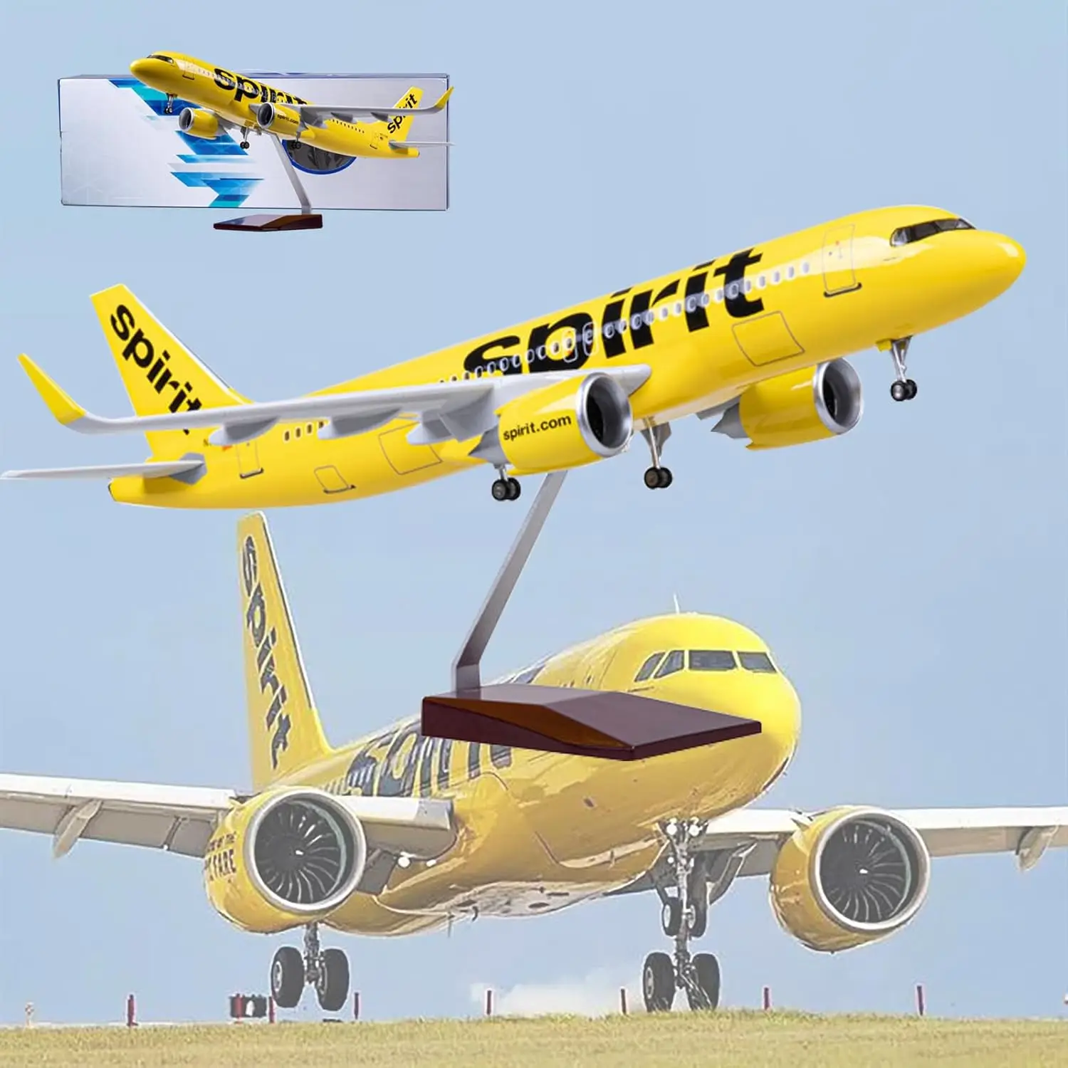 

47cm A320 Spirit Aviation Civil Static Aircraft Model with Wheels Simulation Collected Gift Series for Collectible Display