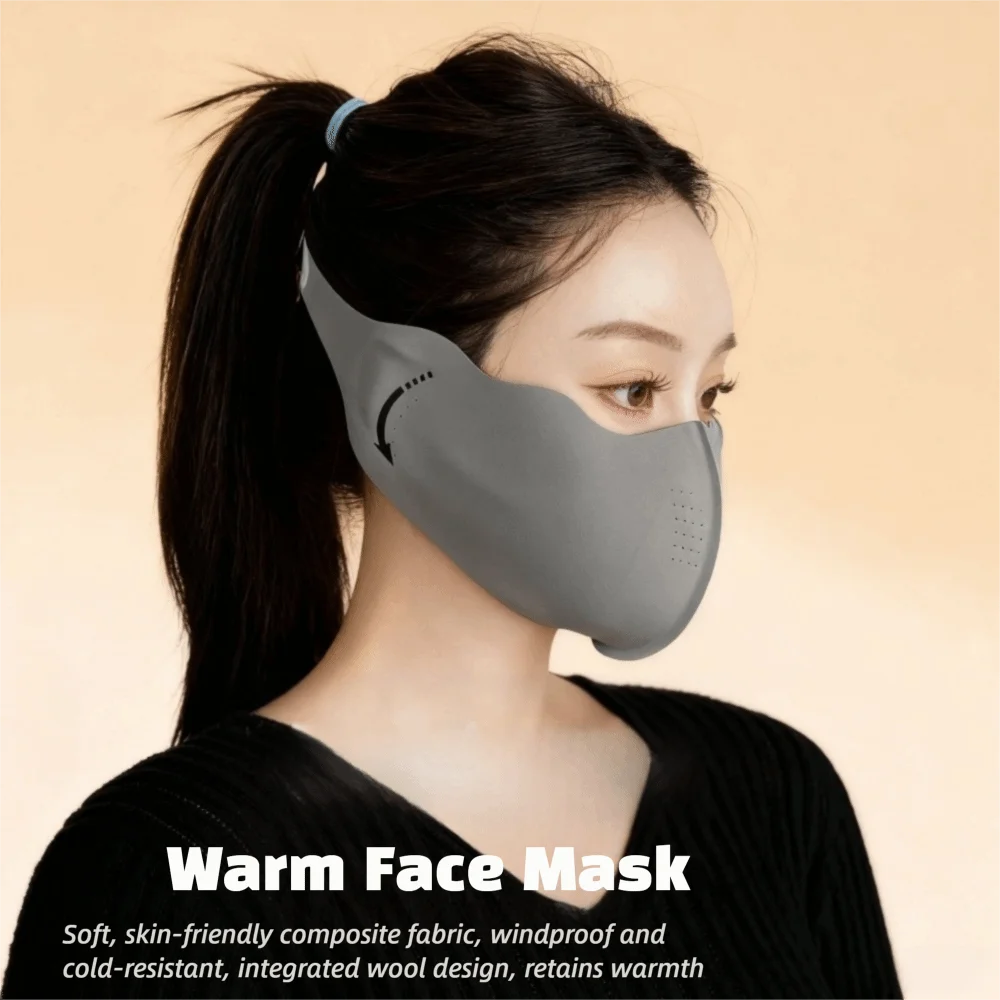 Maschera per il viso calda autunno inverno da donna Paraorecchie due in uno addensato 3D Maschera da ciclismo antivento traspirante Protezione per le orecchie