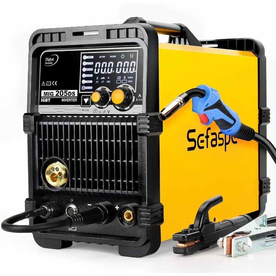 205A MIG Welder 110 220V Dual Voltage Aluminum Welding Machine for Automotive Repair Construction and Metal Fabrication; 6in1 M