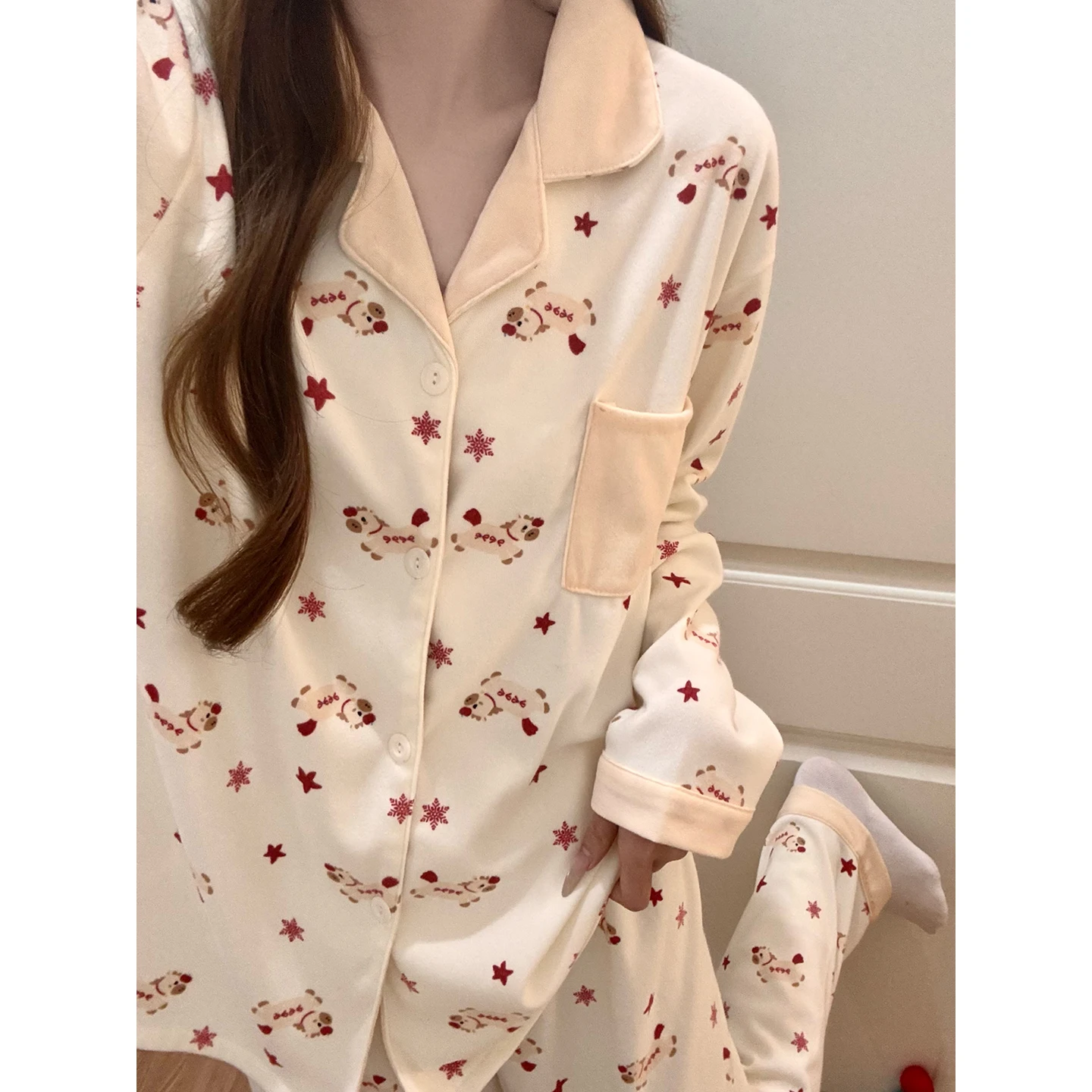 

Pajama Aesthetic Sets Women Slip On Rayon Loungewear Easy Wear Design Round Neck Three Quarter Sleeve Capri Pants Spring Summer