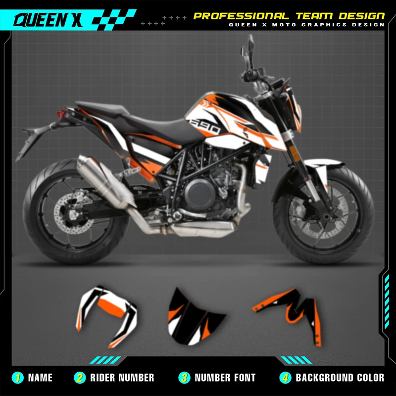 

Queen X MOTOR Motorcycle Graphics Background Decals Stickers Kits For KTM Duke 690 Adventure 2012-2020