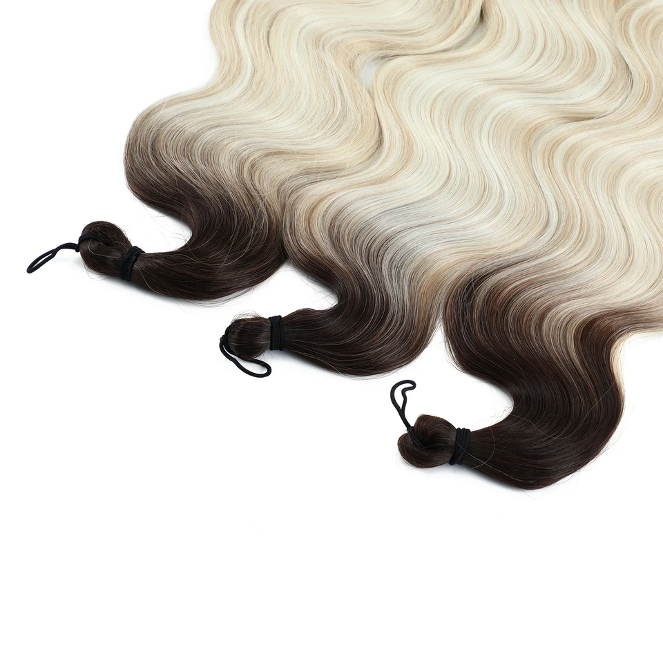 26 pulgadas Body Wave crochet hair, 3 piezas, cabello sintético para trenzas, ombre rubio balayage, extensiones de cabello natural para trenzar, 300g/lote 4