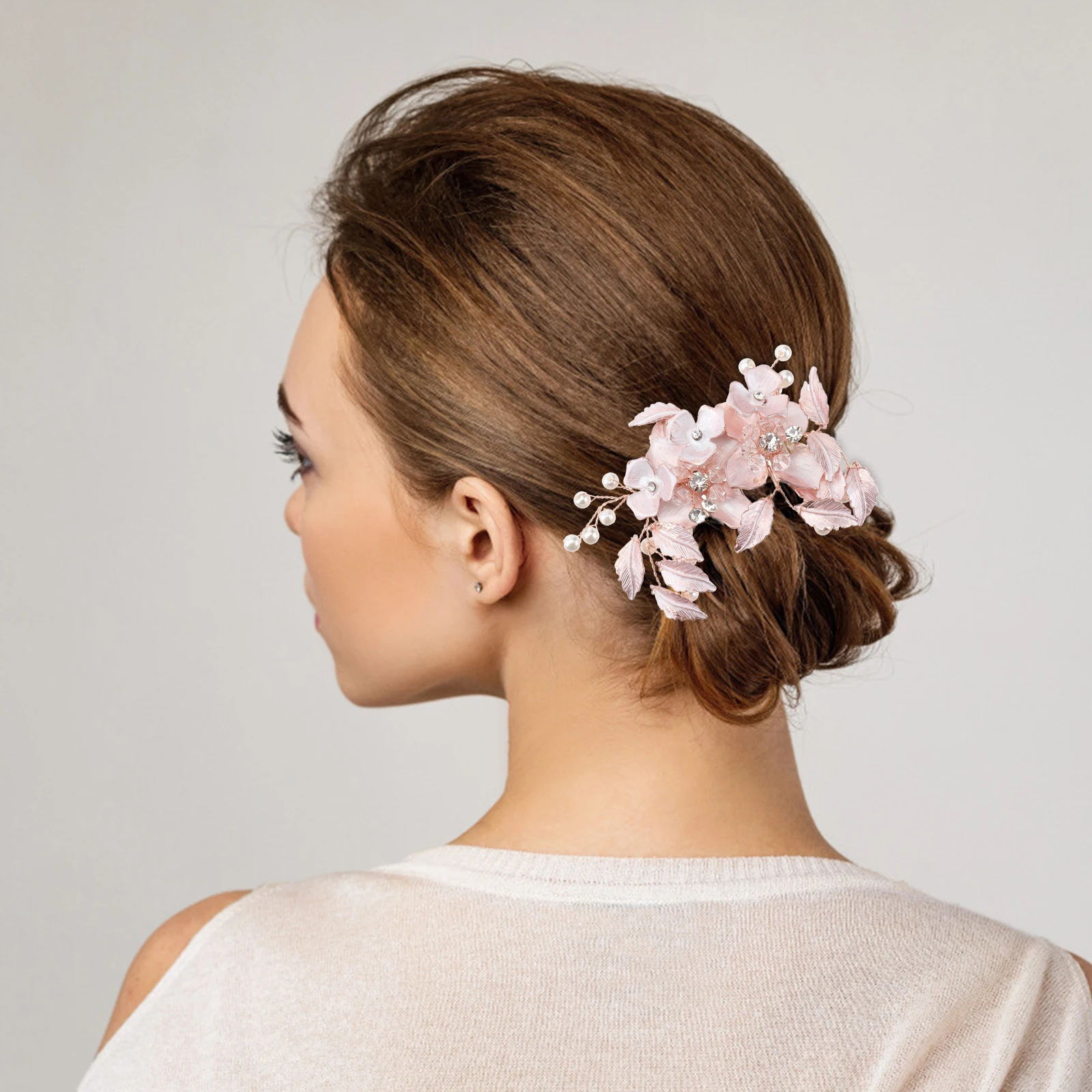 

1Pc Elegant Crystal Hair Comb Floral Design Stylish Bridal Headwear Wedding Accessory
