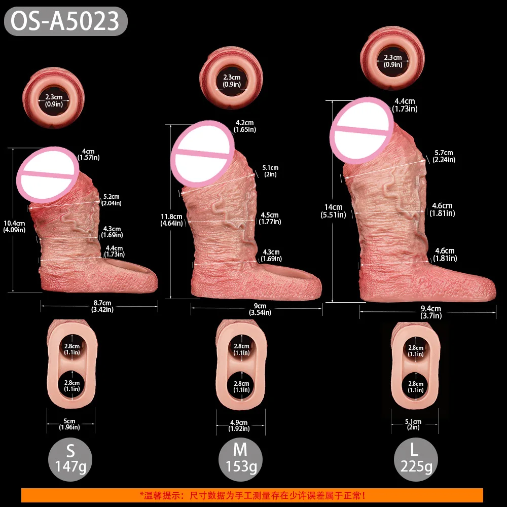 S,M,L Size Open-Ended Penis Enlargement Liquid Silicone Sleeve, Delay Ejaculating With Anti-Off Ring Cock Enlarger For Couples