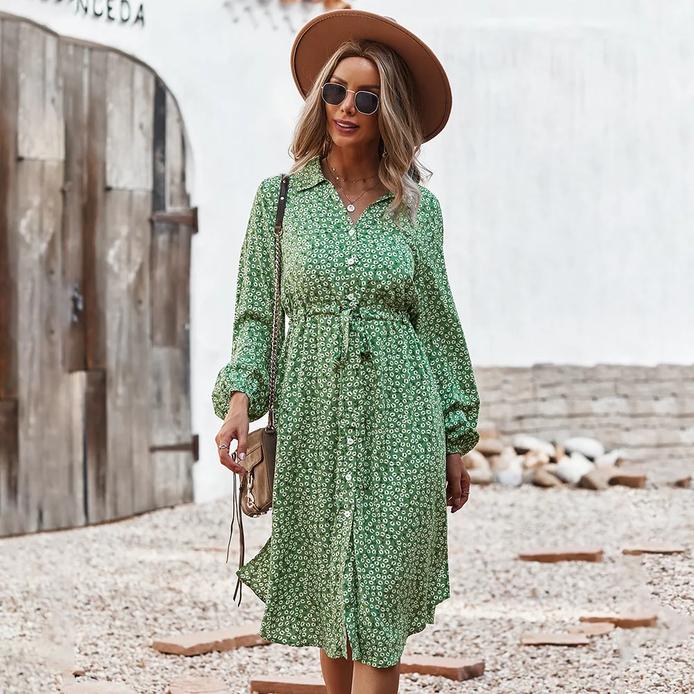 New Fashion Women Summer Dress Flowers stampa floreale a vita alta Vintage a-line Dress Sexy monopetto Boho Midi abiti lunghi