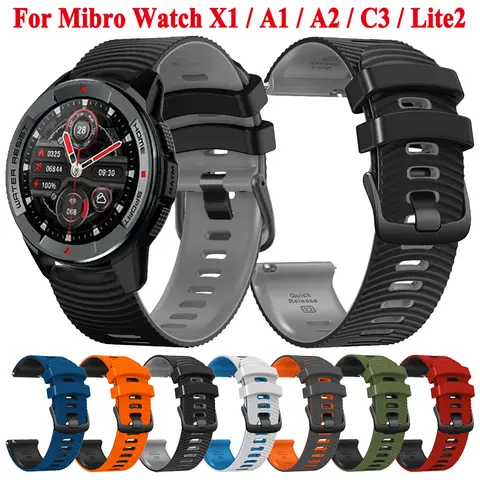 22mm Silicone Watch Band For Mibro Watch X1 A1 Strap Watchband Bracelet For Mibro Lite2 A2 C3 Smartwatch Replacement Wristband