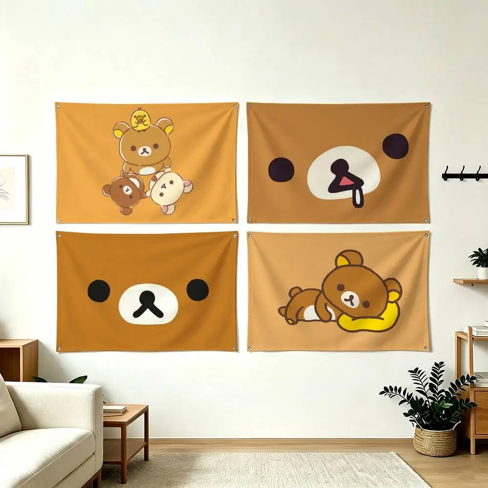 R-Rilakkuma Cute Japanese Kawaii  Flag Suitable For Party Club Outdoor Interior Wall Decoration Banner Fans Gift