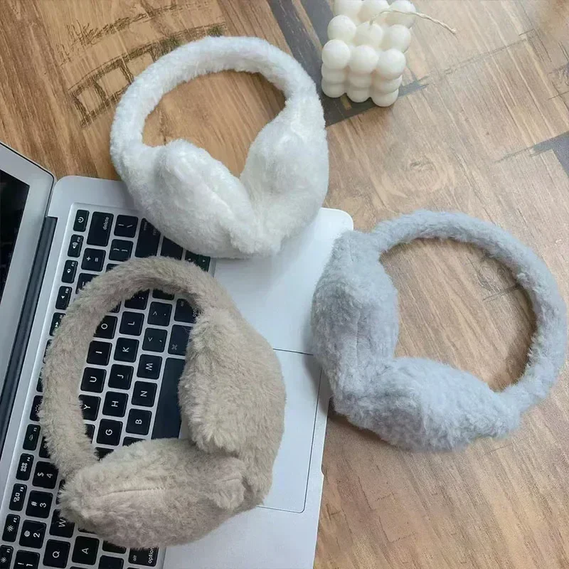 Y2K Star Fluffy Earmuffs ปลั๊กอุดหูเย็นป้องกันผู้หญิงฝาครอบหูอุ่นสีทึบ Plush Earmuffs อุปกรณ์ขี่จักรยาน